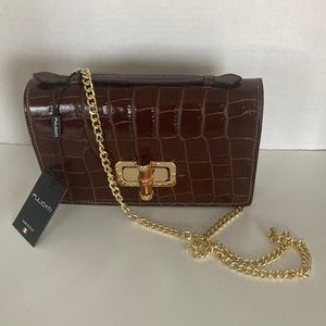 Leather Croco Crossbody Bag made in Italy